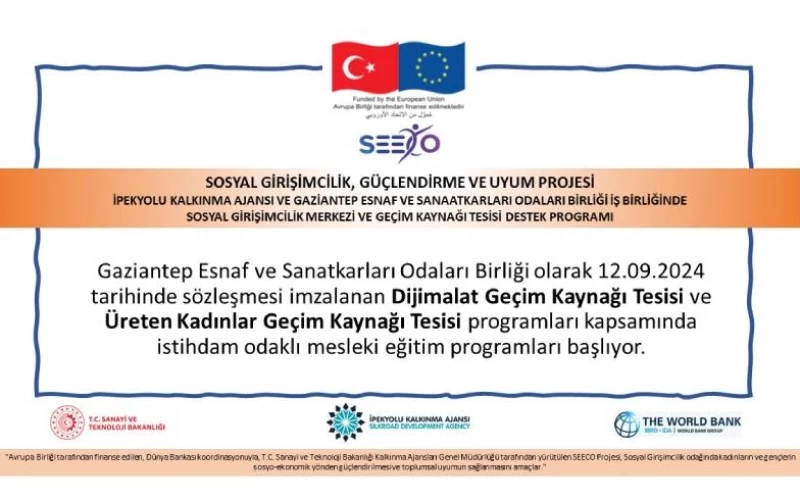 SEECO Projesi kapsamında İstihdam Odaklı Mesleki Eğitim Programları Başlıyor.